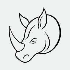 line art of a rhino head on the white background