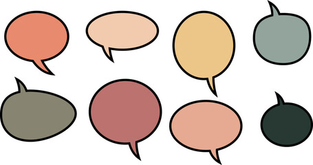 Colorful Speech Bubble Icons and Quote Boxes: A Vibrant Vector Set of Message Bubbles, Thought Clouds, and Text Frames for Chat, Communication, and Creative Design