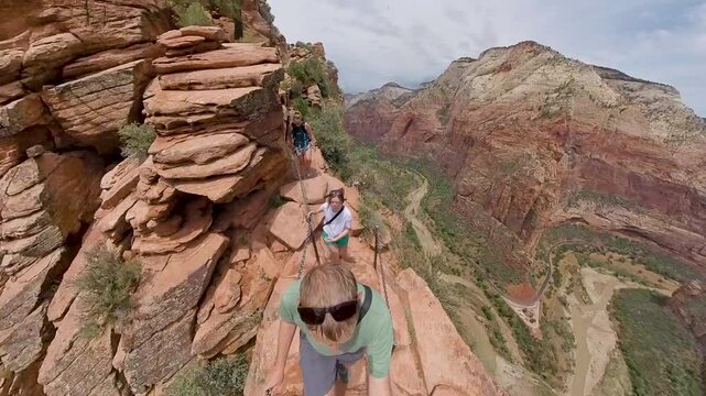 Narrow Ledge on Angels Landing In Zion National Park