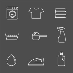 laundry service outline icon set editable stroke thickness