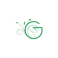 g letter with green leaf logo, eco logo, green logo, g logo, green g