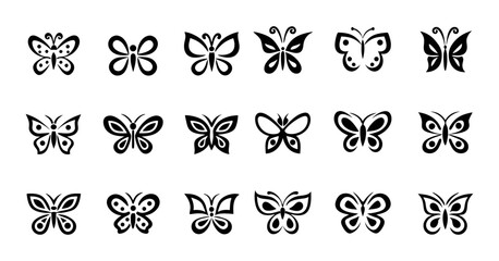 Elegant Butterfly Silhouette Collection – 18 Unique Designs for Tattoos, Crafts, and Decorative Artwork