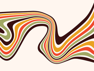 Abstract Retro Wave Colorful Swirling Lines Design,  Psychedelic Art, 70s Style Illustration