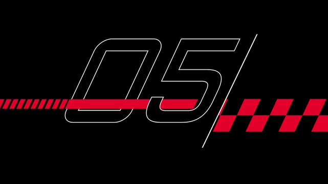 A red racing count typography gives a speed-focused visual element useful for high-tech sports overlays and countdown visuals