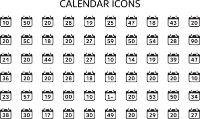 Simple calendar icon set design featuring various calendar icons in a minimalist style suitable for websites and applications