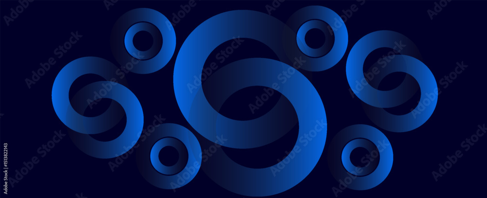 Poster a blue background with circles of different sizes and colors. the circles are arranged in a way that