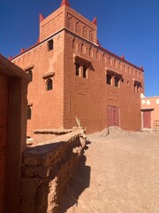 old brick wall red city house Morocco 