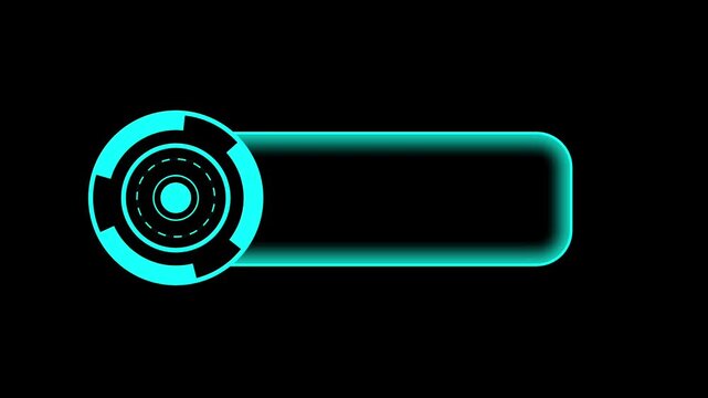 Circular futuristic HUD element resembling a scanner core, rendered in bright cyan with rotating animation flair for advanced tech user interfaces