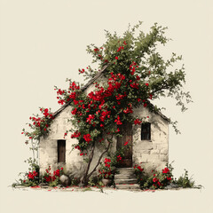 Obraz premium fantasy illustration with house and village