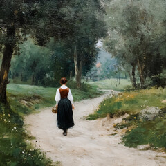 young woman walking through the park