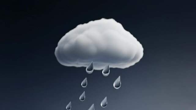 Animated Rain Drops Falling from a Cloud