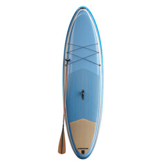 Sleek Blue Stand-Up Paddleboard with Wooden Paddle