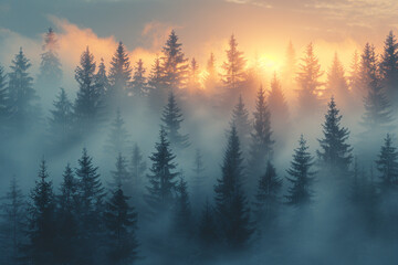 Whispers of Mist: A Soft Pastel Foggy Forest