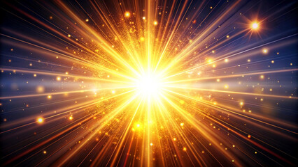 Fototapeta premium Golden Light Rays Radiating From Central Point