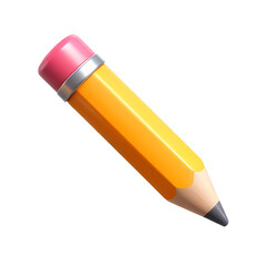 Wooden Pencil 3D Icon &ndash; Glossy Minimal Emoji Style, Isolated PNG object
