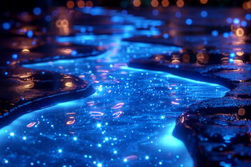Starlit Journey: Surreal Glowing Pathway to the Cosmos