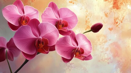 Vibrant Pink Orchids in Artistic Style