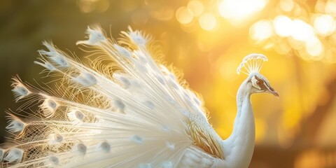Obraz premium white peacock in daylight sunny day
