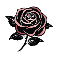Rose vector art illustration.  high quality black flowers macro isolated on white. Greeting card objects for anniversary, wedding, mothers and womens day design.
