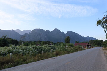 beautiful mountains and river in Vang Vieng, Laos