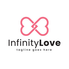 Infinity Love Logo template, two hearts combined to make the infinity symbol, Love Heart logo, Ready-to-Use Design, Infinity Forming also a Heart / Love Symbol. Suitable for any business.