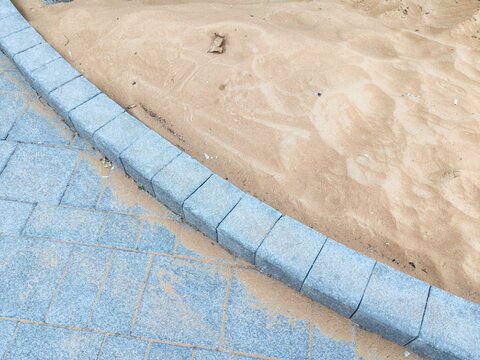 Curbstone, Small Cement Block. Kerbstone, Roadside Curbstone Road Side Border Curb Stone