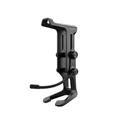 Floating adjustable gaming headset stand on a solid white background