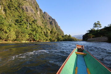 beautiful mountains and river in Vang Vieng, Laos