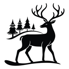 Obraz premium deer in the forest silhouette