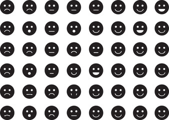 Collection of feedback emoticons for rating satisfaction scales a set of facial expression icons for user experience design