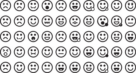 High resolution feedback faces emoticon set for rating satisfaction scales