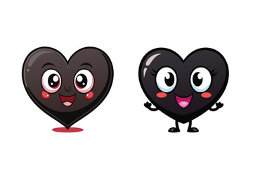 two funny cartoon hearts