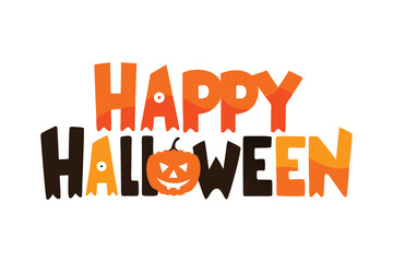 Happy Halloween Typography Design with White Background © Saiful