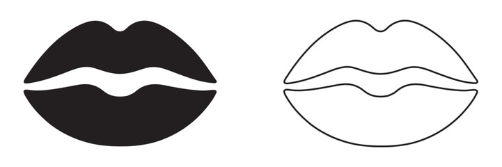 American Flag Lips Vector Art, Outline act, illustration 