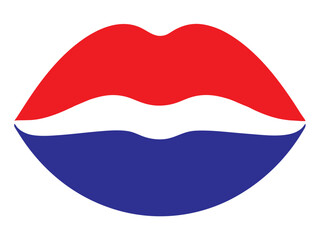 American Flag Lips Vector Art, Outline act, illustration 