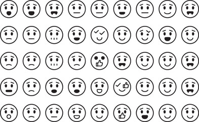 High resolution feedback faces emoticon set for rating satisfaction scale