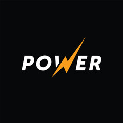 typography text power logo design vector template