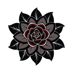 Flower vector art illustration.  high quality black flowers macro isolated on white. Greeting card objects for anniversary, wedding, mothers and womens day design.