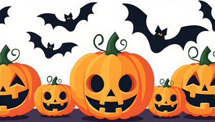 Fototapeta premium Pumpkin and Bats Halloween