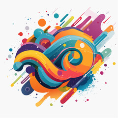Vibrant Colorful Abstract Artwork Playful Shapes, Splashes, and Patterns