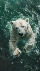 Fototapeta premium concept of global warming polar bear in water