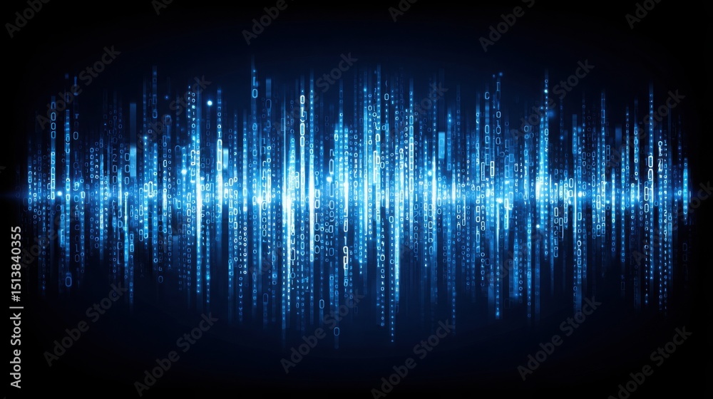 Poster abstract blue background with lines creating a visual representation of advanced technology and digi