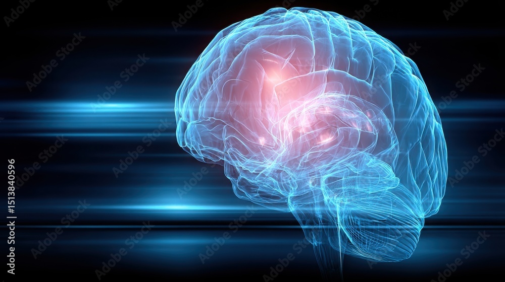 Poster realistic representation of a brain symbolizing centralized signal processing in a neural fusion hub