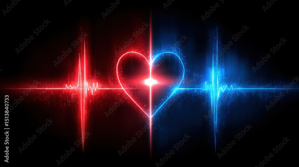 Poster heart with a pulsating heartbeat illustrating emotional dynamics and tracking sentiments in neural n