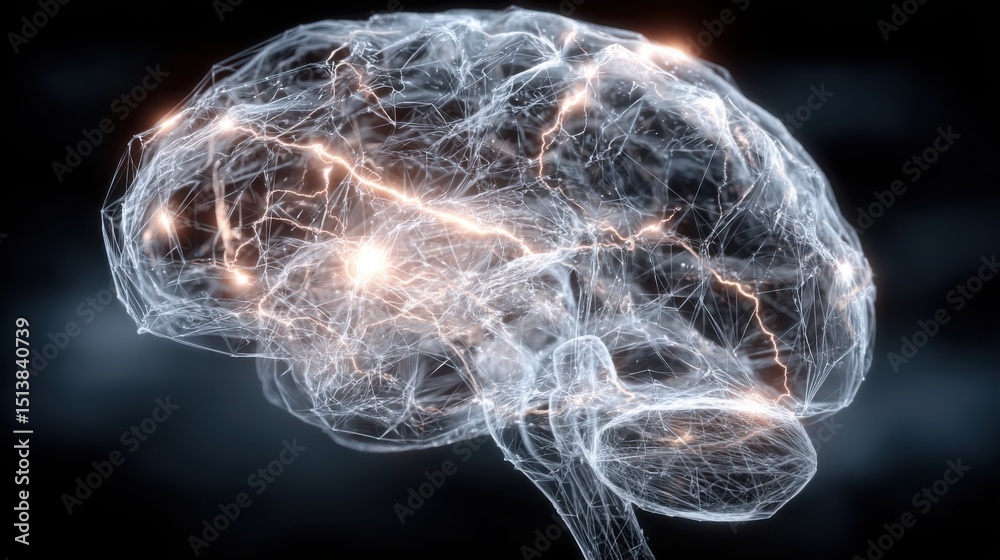 Poster human brain representing emotional intelligence and cognitive processing in the context of neural se