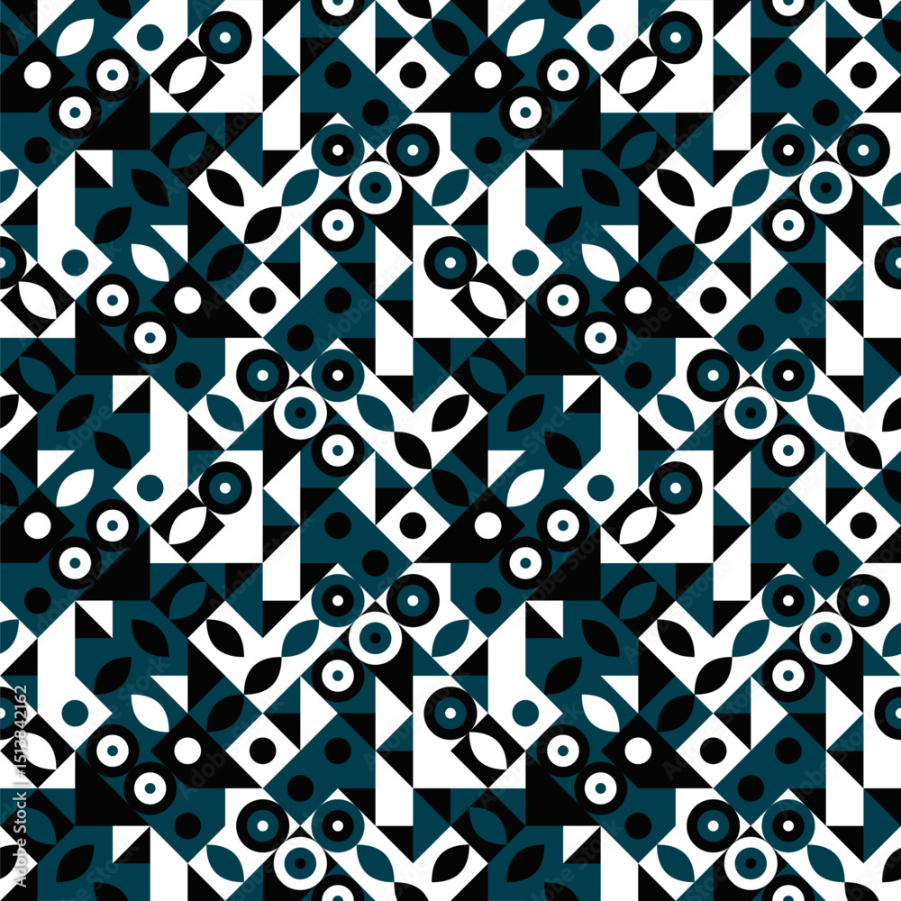 Poster seamless abstract geometrical mosaic pattern background - repeating vector design with simple shapes