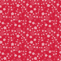 Cute seamless vector floral pattern. Endless print made of small purple and lilac flowers. Summer and spring motifs. Black background. Stock vector illustration.
