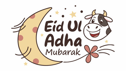 Eid ul adha mubarak cow moon stars design