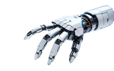 robotic hand on transparent background