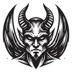 Fototapeta premium Angry horned devil vector illustration